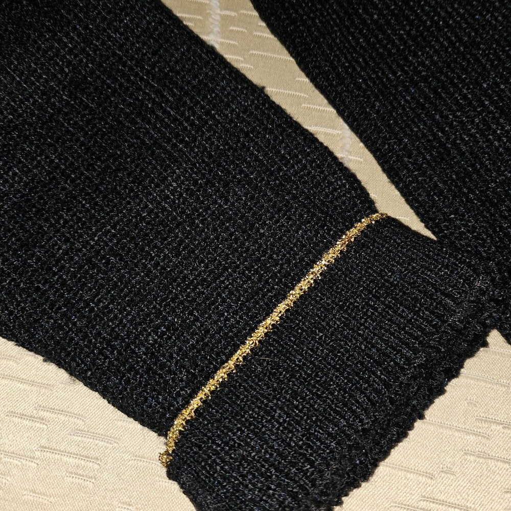 π₯HPπ₯CHANEL-STYLE BLACK CARDIGAN w/ GOLD ACCENTS FEATURING SIX BUTTON CLOSURE - Picture 7 of 12